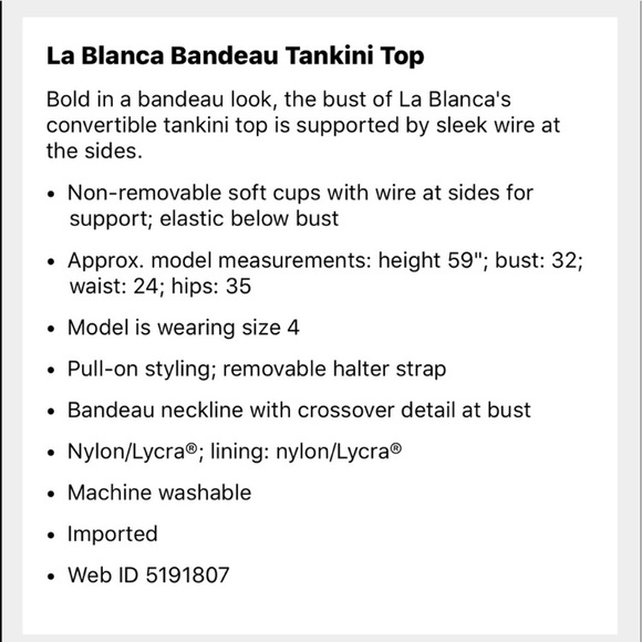 La Blanca Tankini Top and Bottom - Picture 4 of 6